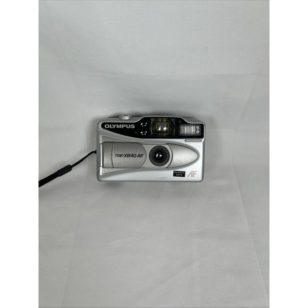 Vintage Olympus Trip XB40 AF 35mm Point & Shoot Film Camera Silver Working
